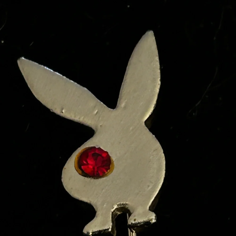🔥SALE PLAYBOY 18K gold plated and Red eye Bunny Pin. Vintage Classic